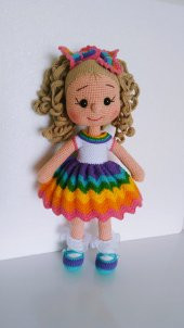 Kıvırcık Saçlı Karnaval Bebek Amigurumi Organik Oyuncak - 1