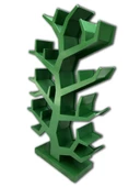 Kitaplık 18144 Ahşap AĞAÇ DALI Tek Parça MDF Parlak YEŞİL Lake Boya El Yapım - 7