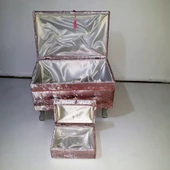 Çeyiz 18148 SANDIK Kapitone Model 3 lü PEMBE Kadifemsi Kumaş İçi Tela El Yapım - 1