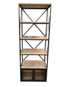 Kitaplık X 18114 Metal ÇAPRAZ Yan Ladin Natüre Raf Parlak siyah Tel Kapak El yapım - 2