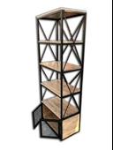 Kitaplık X 18114 Metal ÇAPRAZ Yan Ladin Natüre Raf Parlak siyah Tel Kapak El yapım - 1