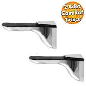 Penguen Ayarlanabilir Etajer Cam Tutucu Ahşap Raf Tutucu Cam Etejeri Krom (1 ÇİFT) - 1