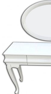 Dresuar 18092 Avangart Model Kayın Aslan Ayak Beyaz Dik bombe Çekmec Oval Ayna - 5