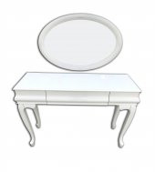 Dresuar 18092 Avangart Model Kayın Aslan Ayak Beyaz Dik bombe Çekmec Oval Ayna - 1