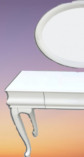 Dresuar 18092 Avangart Model Kayın Aslan Ayak Beyaz Dik bombe Çekmec Oval Ayna - 2