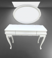 Dresuar 18092 Avangart Model Kayın Aslan Ayak Beyaz Dik bombe Çekmec Oval Ayna - 3