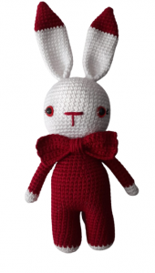 Bordo Miniş Tavşan Uyku Arkadaşı Amigurumi Organik Oyuncak - 1