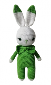 Yeşil Miniş Tavşan Uyku Arkadaşı Amigurumi Organik Oyuncak - 1