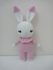 Pembe Miniş Tavşan Uyku Arkadaşı Amigurumi Organik Oyuncak - 1