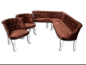 Köşe Takım 18052 Chester Model Ahşap Kayın Torna ASLAN Ayak Kiremit Renk El Yapım - 4