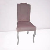 Sandalye18037 GİYDİRME model Kayın ASLAN Ayak Babyfac kumaş Parlak beyaz El Yapım thumbnail 3