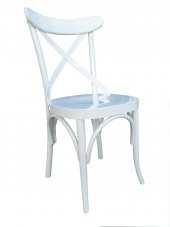 Sandalye 13703 Çapraz Kayın RETRO Ayak Babyface kumaş Döşeme Parlak Beyaz El Yapı thumbnail 3