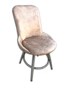 Sandalye 18001 ŞATO Metal GÜMÜŞ KROM Kaplama kalite kumaş Kiremit Kahve El yapım - 4