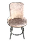 Sandalye 18001 ŞATO Metal GÜMÜŞ KROM Kaplama kalite kumaş Kiremit Kahve El yapım - 1