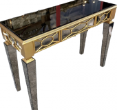 Dresuar 17961 MOTİFLİ Model Ayna Kaplama Parlak Gold Kayın ayak Çekmec El yapım - 4