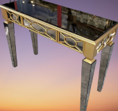 Dresuar 17961 MOTİFLİ Model Ayna Kaplama Parlak Gold Kayın ayak Çekmec El yapım - 5