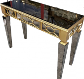 Dresuar 17961 MOTİFLİ Model Ayna Kaplama Parlak Gold Kayın ayak Çekmec El yapım - 6