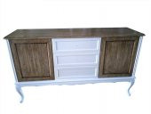 Tv Sehpa ST 17930 Konsol Model MDF Üzeri Ceviz Kaplama Parlak Beyaz ceviz El Yapı - 2