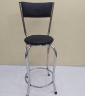 Sandalye 17868 BAR  Yüksek Model Siyah 1ad Metal Çelik nikelaj Suni Deri El Yapı - 1