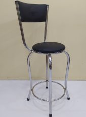 Sandalye 17868 BAR  Yüksek Model Siyah 1ad Metal Çelik nikelaj Suni Deri El Yapı - 2