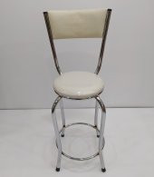 Sandalye17857 BAR Yüksek Model KREM 4ad Metal nikelaj Suni deri döşem El yapım thumbnail 1