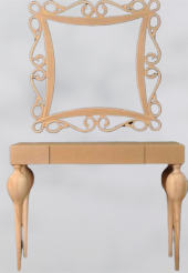 Dresuar 17745 TOMBUL Model Kayın RETRO HAM ayak MDF tabla CNC ayna Çerçe El yapım - 1