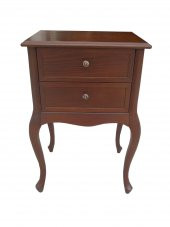 Komodin 17699 Klasik Model Kayın Aslan Ayak 2Çekmec Parlak Ceviz Lake Eskitme Kulp - 1