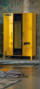 Dolap Urlu 17682 MİX SARI İnovasyon Üç Kapaklı Kafes Kapak Arkası Cam Detay El Yapım - 1