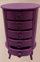 Komodin 17626 Aslan Lükens Model 5Çekmece 1 Adet Parlak PEMBE Porselen Kulp Kayın - 4