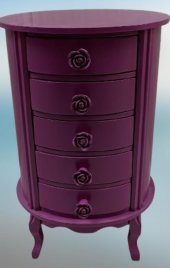 Komodin 17626 Aslan Lükens Model 5Çekmece 1 Adet Parlak PEMBE Porselen Kulp Kayın - 7