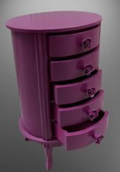 Komodin 17626 Aslan Lükens Model 5Çekmece 1 Adet Parlak PEMBE Porselen Kulp Kayın - 2