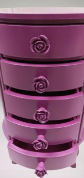 Komodin 17626 Aslan Lükens Model 5Çekmece 1 Adet Parlak PEMBE Porselen Kulp Kayın - 5