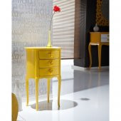 Komodin 17627 Klasik Bombe Model Kayın Aslan Ayak 3Çekmec sarı lake boya El yapım - 1