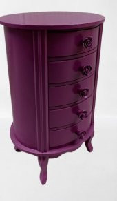 Komodin 17626 Aslan Lükens Model 5Çekmece 1 Adet Parlak PEMBE Porselen Kulp Kayın - 3