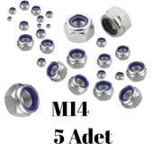 Fiber Somun M14 – DIN 985 –  5'li Paket Contalı Gevşemez Somun - 3