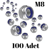 Fiber Somun M8 – DIN 985 –  100'lü Paket Contalı Gevşemez Somun - 2