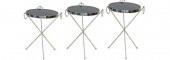Brc 17523 Zigon Küpe Metal Gümüş Krom renk ayak Kırılmaz temper siyah cam tabla - 1