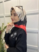 Eflatun Scarf Dijital Baskı Renkli Rayon Eşarp 00749  KIRMIZI - 1
