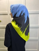 Eflatun Scarf Dijital Baskı Renkli Rayon Eşarp 00749  NEON SARI thumbnail 2