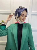 Eflatun Scarf Dijital Baskı Renkli Rayon Eşarp 00749  PEMBE - 1