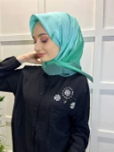 Eflatun Scarf Dijital Baskı Renkli Rayon Eşarp 00749  MİNT YEŞİLİ thumbnail 1
