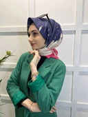 Eflatun Scarf Dijital Baskı Renkli Rayon Eşarp 00749  PEMBE - 2