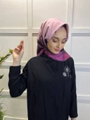 Eflatun Scarf Dijital Baskı Renkli Rayon Eşarp 00749  AÇIK MÜRDÜM - 1