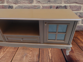 Tv Sehpa ST 17450 Pencere Model Ahşap Kayın Aslan Ayak Parlak Ceviz Renk Elyapım thumbnail 1