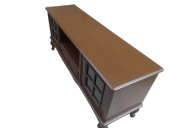 Tv Sehpa ST 17450 Pencere Model Ahşap Kayın Aslan Ayak Parlak Ceviz Renk Elyapım thumbnail 3