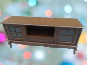 Tv Sehpa ST 17450 Pencere Model Ahşap Kayın Aslan Ayak Parlak Ceviz Renk Elyapım thumbnail 4