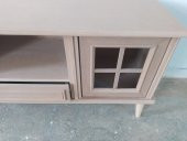 Tv Sehpa ST 17421 Pencere Nakış Klasik Model Kayın ASLAN Ayak HAM Renk El Yapım - 3
