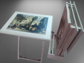 Çanta Zigon 17425 RESİMLİ büyük model Parlak Bayaz Lake Kayın ayak MDF El Yapım - 1