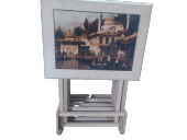 Çanta Zigon 17425 RESİMLİ büyük model Parlak Bayaz Lake Kayın ayak MDF El Yapım - 3
