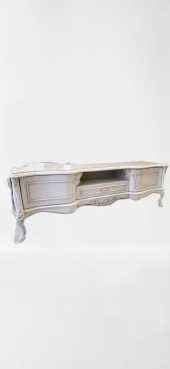 Tv Sehpa ST 17394 Veli Klasik Model Bombe Kayın Aslan Ayak Oyma Nakış Gölge Beyaz - 5